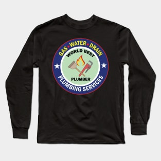 world Best Plumber Design for Plumber and mechanics and pipe fitters Long Sleeve T-Shirt